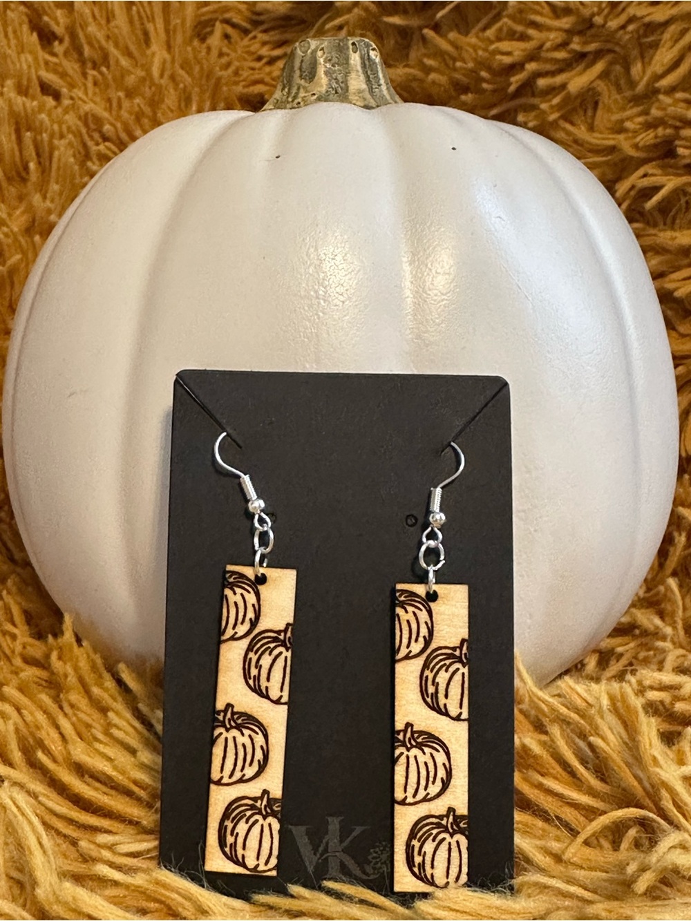 Pumpkin Rectangle Dangle Earrings